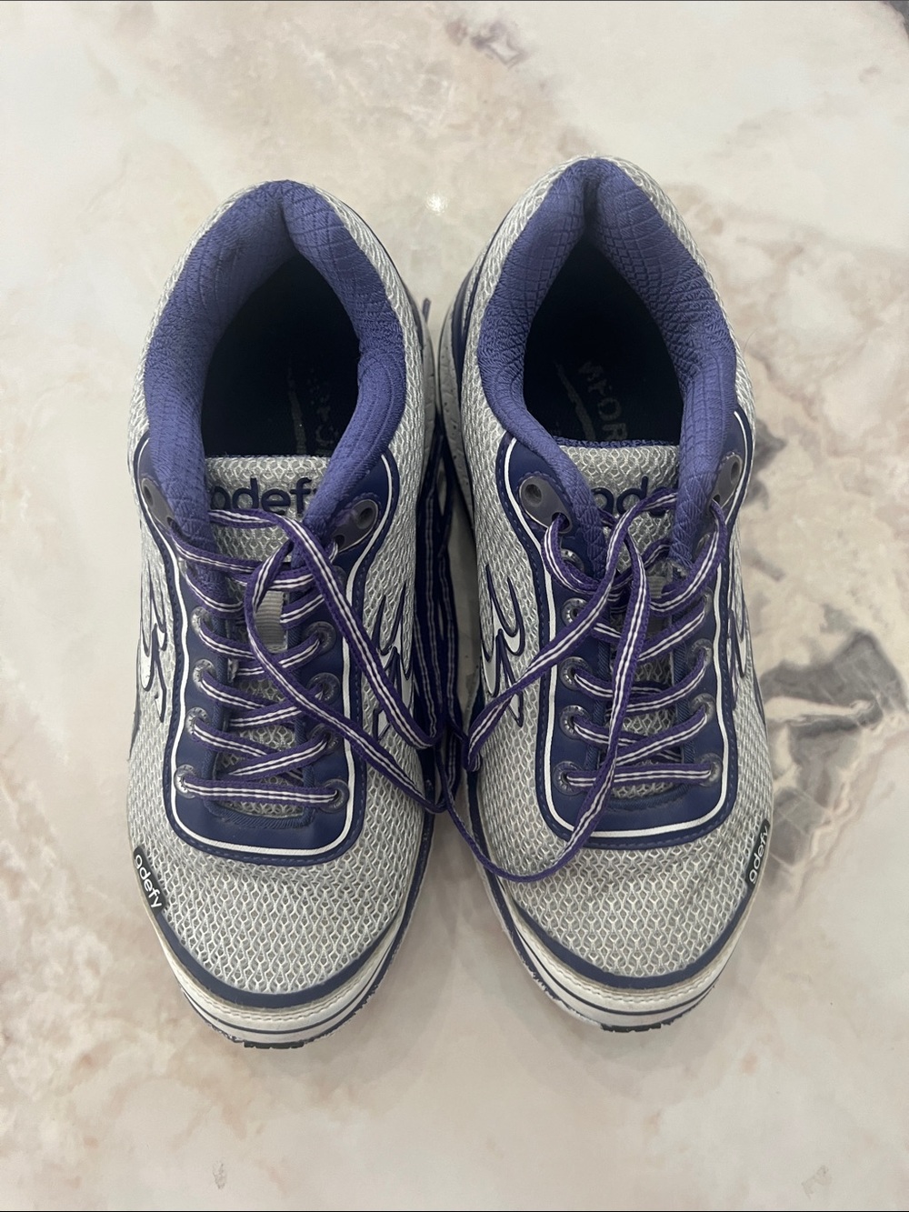 Womens Gray and Purple Athletic Sneakers